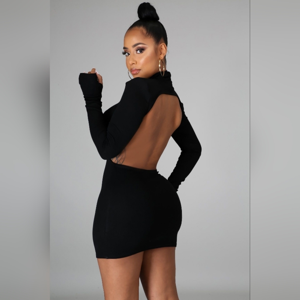 NEW! Elegant Black Open-Back Dress